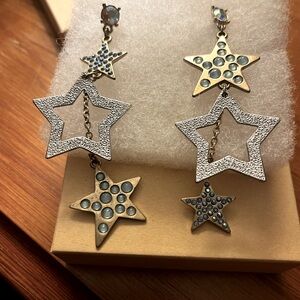 Betsey Johnson Silver and Blue Star Earrings